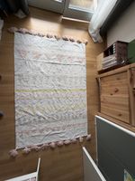 Teppich mit Quasten, rosa gelb gemustert, 140x200