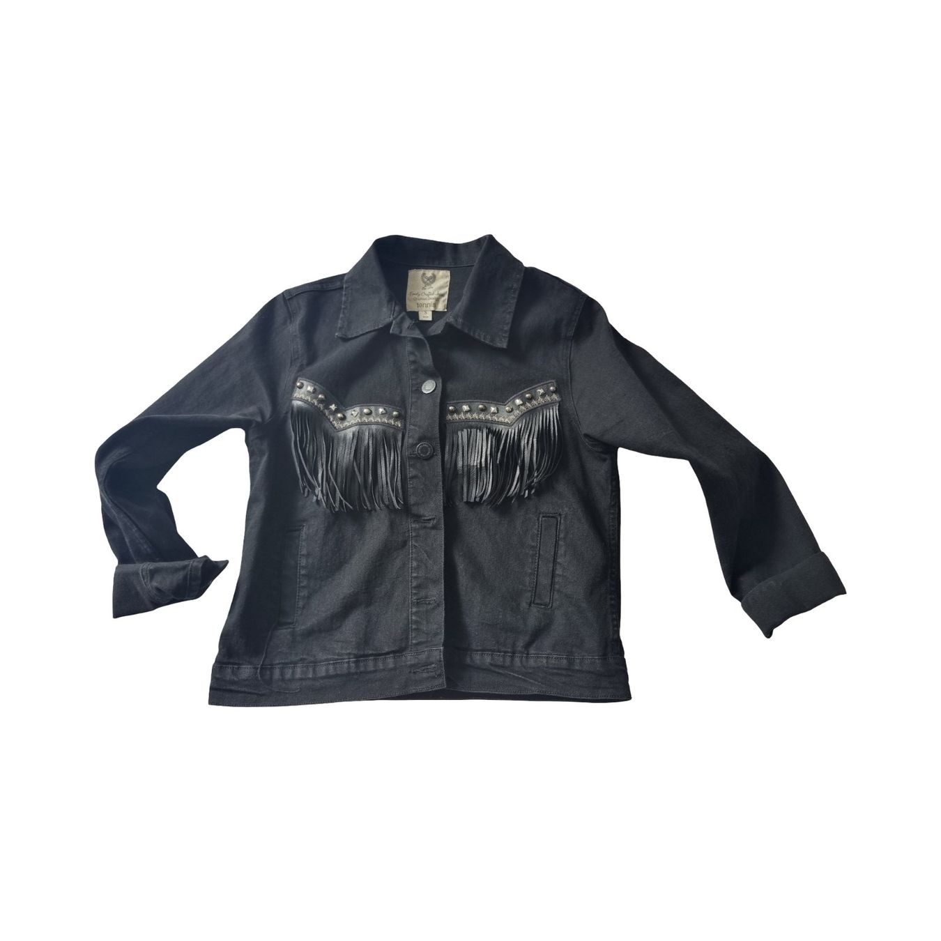 Giacche: Veste en jean noire à franges - Taille M – Nuovo (secondo la descrizione) da Lausanne 25 venduto da fla_bpj5 1