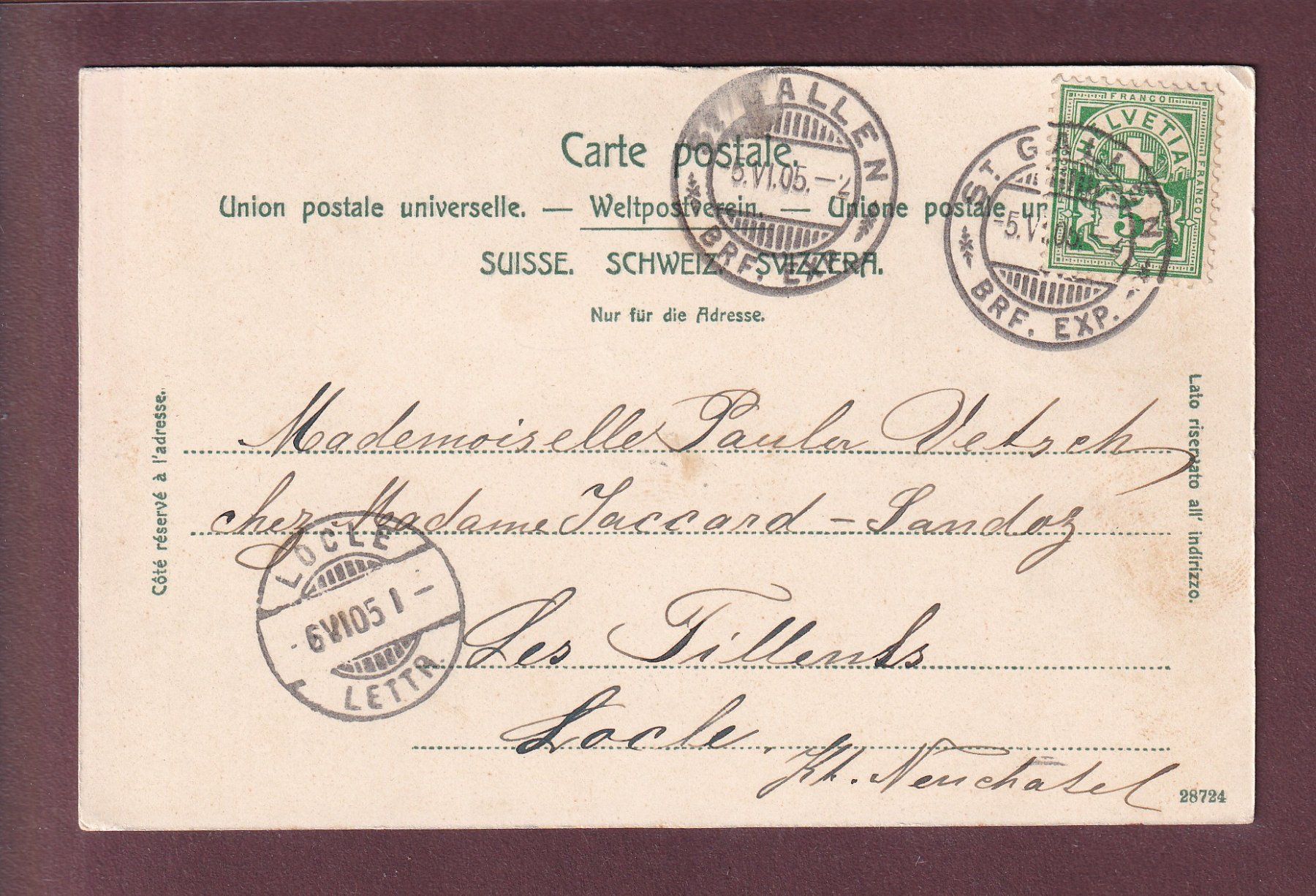 Cartoline postali: ST. GALLEN - Washington - 1905 – Usato da Pully venduto da nicecards 1