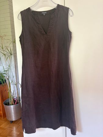 Dunkelbraunes Leinenkleid 38, 100% Leinen