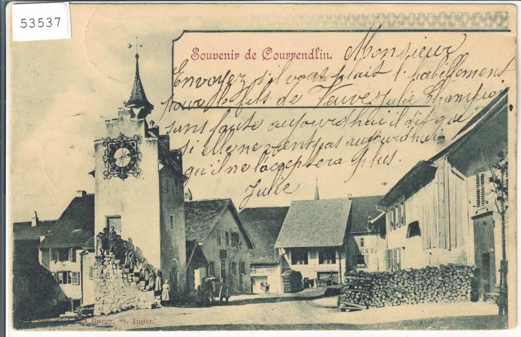 Ansichtskarten: Souvenir de Courrendlin - UPU 1900 – Gebraucht aus Ettingen von Kartenplanet