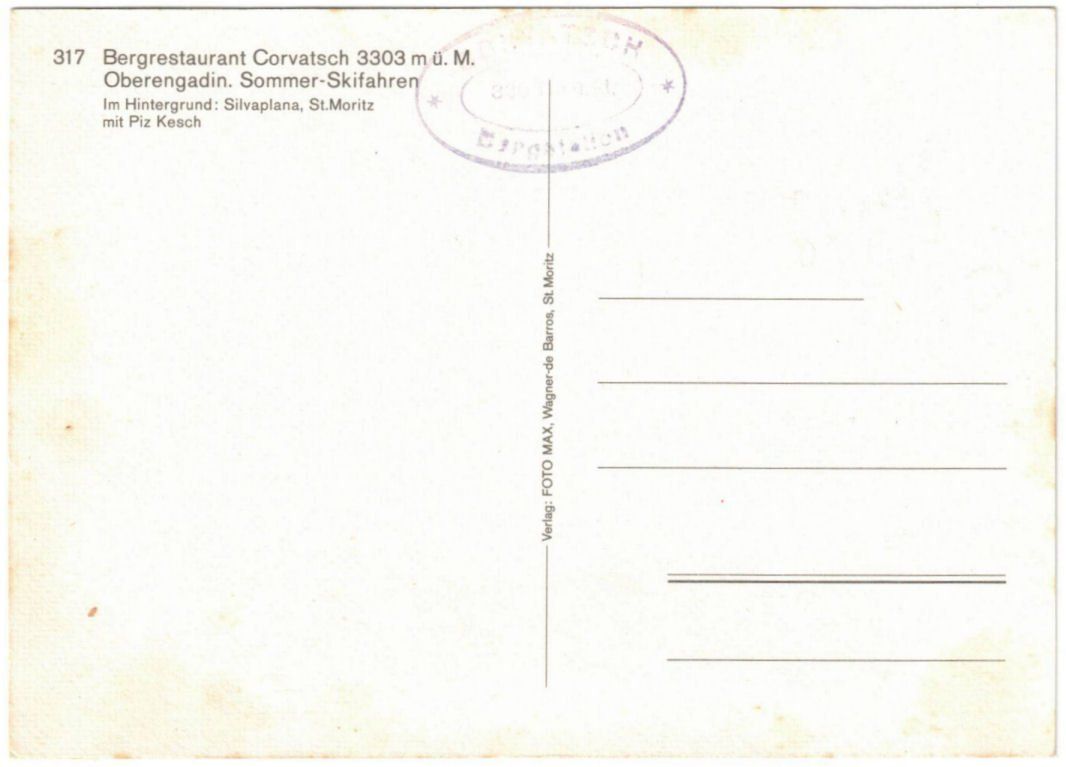 Cartoline postali: Silvaplana - Luftseilbahn Corvatsch Sommerski – Usato da Binningen venduto da Mountainrider 1