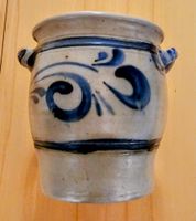 Pot en grès ancien décor gris et bleu de 3 litres
