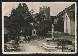 Regensberg, Ortspartie an Turm und Sprin