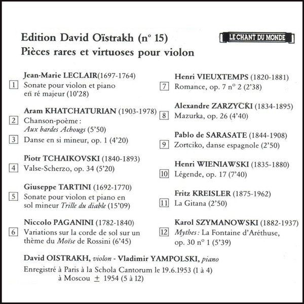 CD: David Oitrakh & Vladimir Yampolski - Leclair, Khatchaturian, – Usato da Engelberg venduto da margol 1
