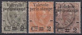 Italien 1890: 3 Zeitungsmarken - Kat. 95.--