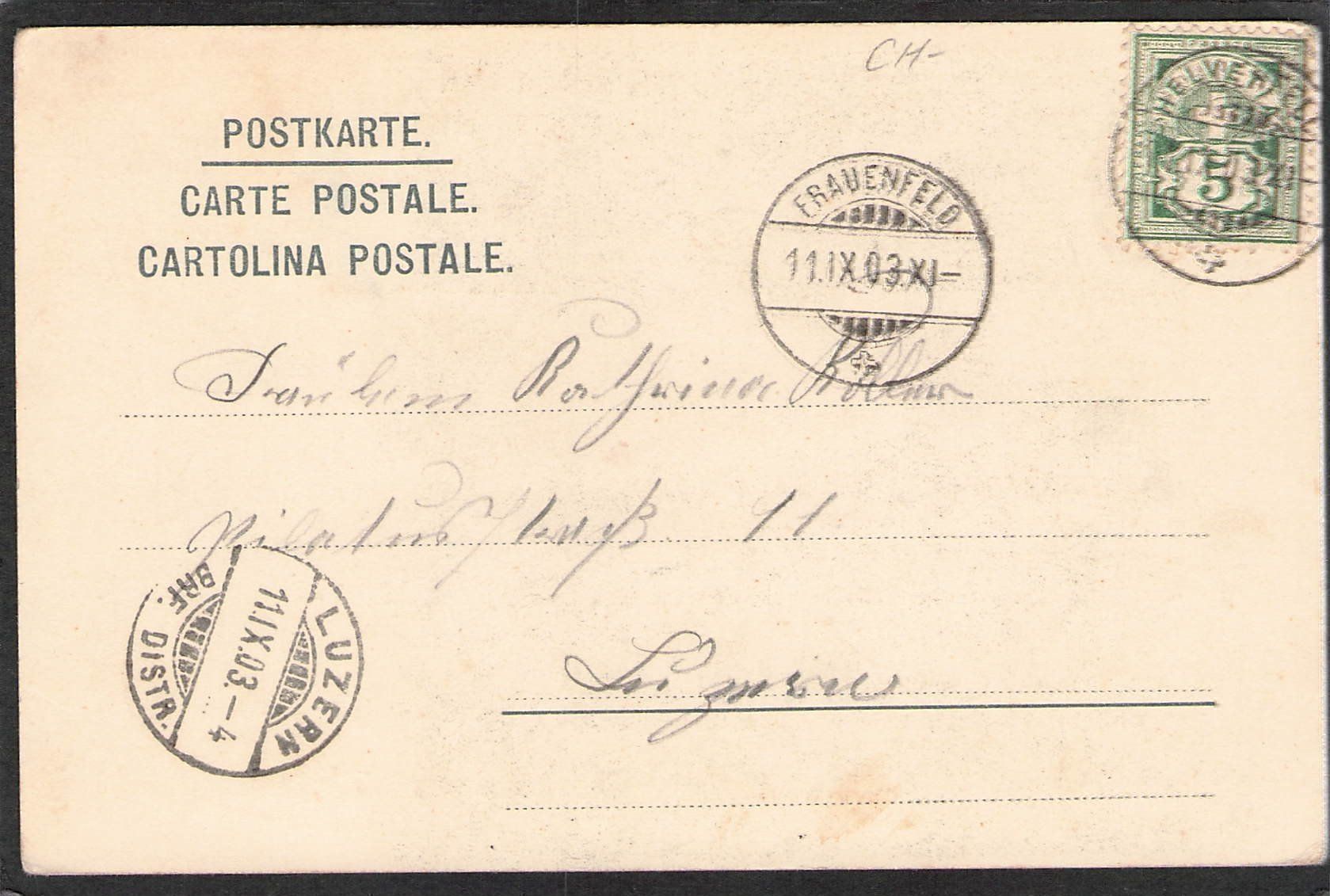 Ansichtskarten: AK Militär , 1903 – Gebraucht aus Reichenburg von ibiza18 1