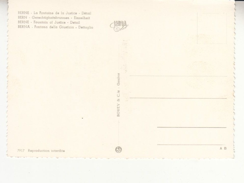 Cartoline postali: Bern Gerechtigkeitsbrunnen ca. 1970 – Usato da Bürglen TG venduto da StampGraf 1