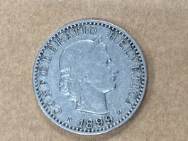 MONETA SVIZZERA 20 centesimi 1899 usata - circolata