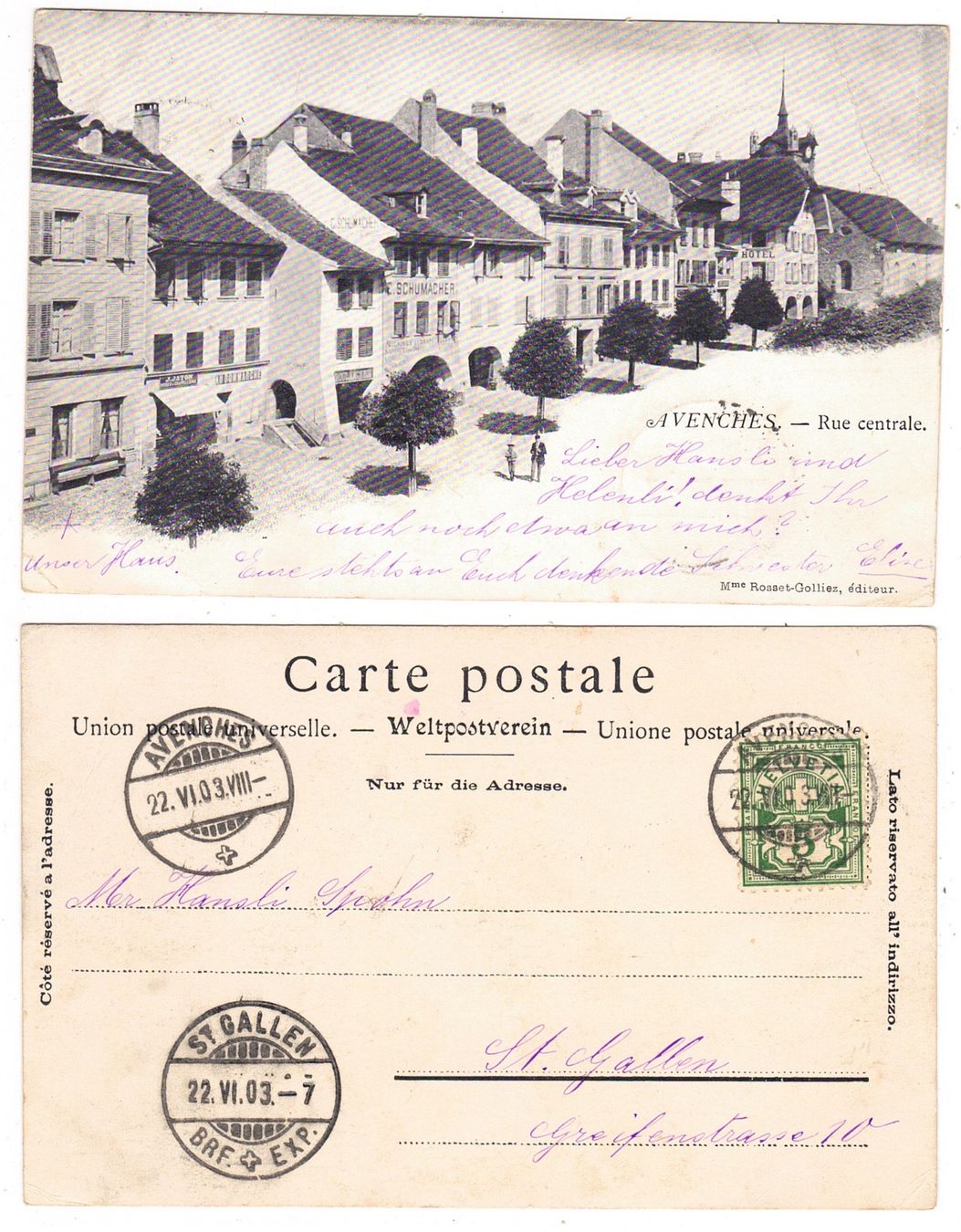 Ansichtskarten: Avenches, Rue Centrale – Gebraucht aus La Tour-de-Peilz von amjust