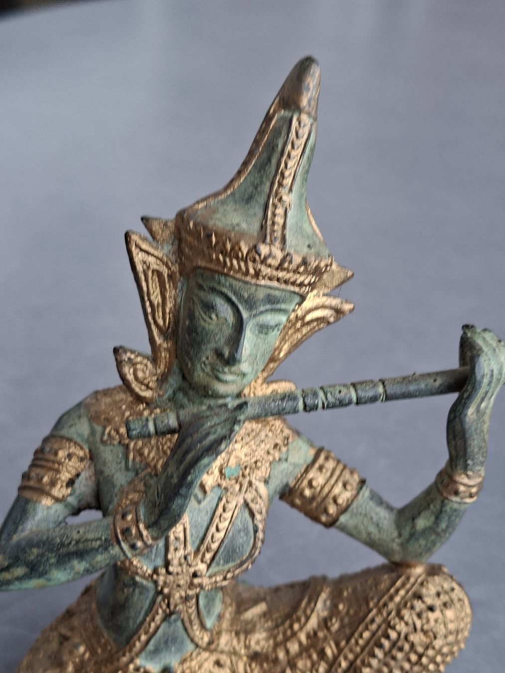 Statuette: Buddha mit Querflöte Bronze Statue 15cm hoch Asiatisch – Usato da Basel venduto da mabu46 2