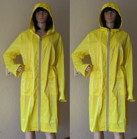 NEU langer gelber DESIGNER Lackmantel Parka ESCANDELLE Gr.L