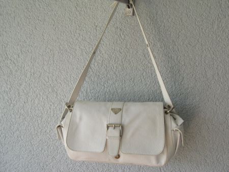 Maison Mollerus - Vintage   Leder - Umhängetasche Weiss !