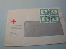 Brief 1945, Schweizerisches Rotes Kreuz, Bern, 4erblock
