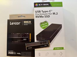 Lexar 1 TB M.2 NVMe SSD Lexar NM620 + Icy Box USB-C Gehäuse