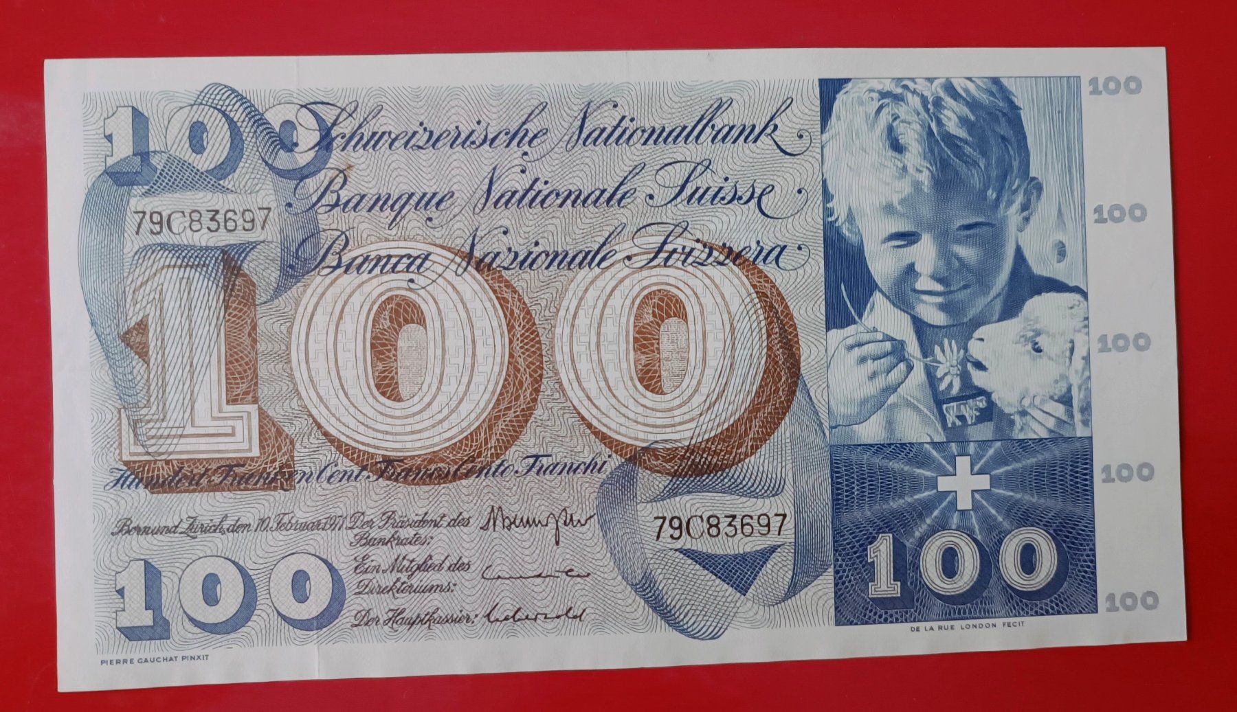 Banknoten: 100 Fr Schweizer Noten wenig gebraucht 10. Febr.1971 – Gebraucht aus Glis von MYS-Wallis2020 4