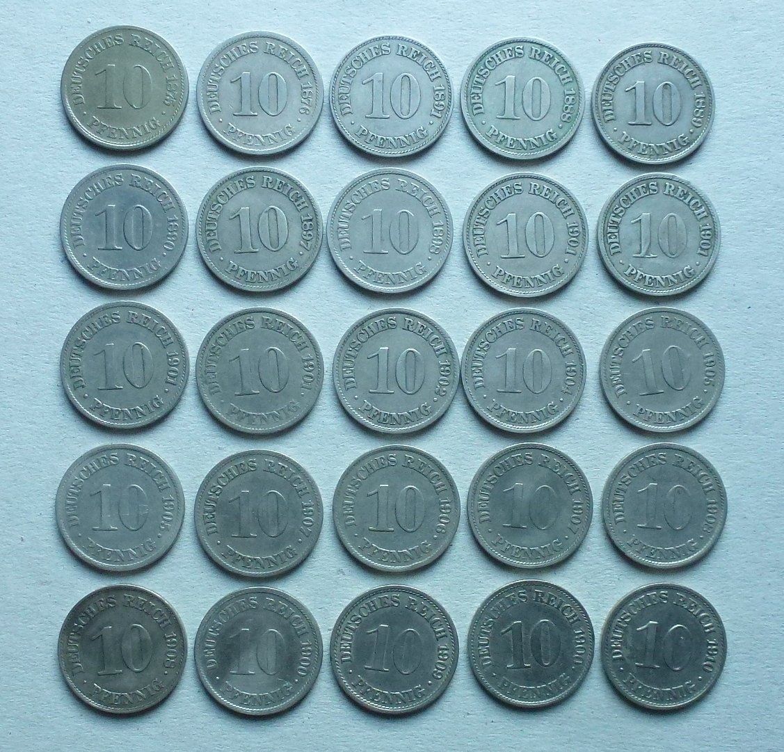 Tutti le monete: Lot ++ 25 Stück 10 Pfennig DR ab 1875 – Usato da Walkringen venduto da Casablanca777