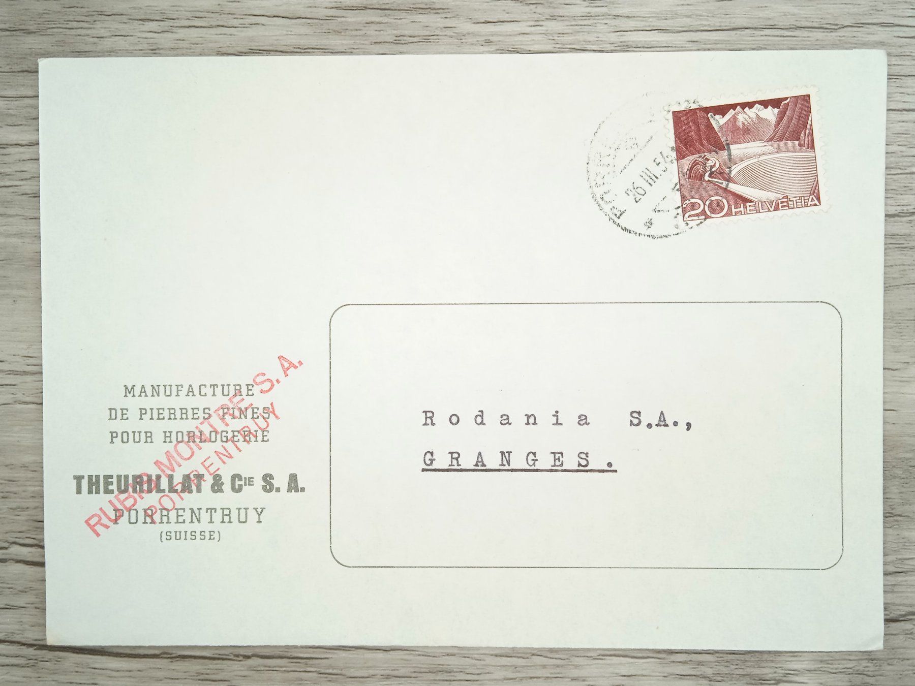Tutti i francobolli: TR70 Enveloppe + Timbre Suisse 1954 – Usato da Cousset venduto da Patrick_Collections