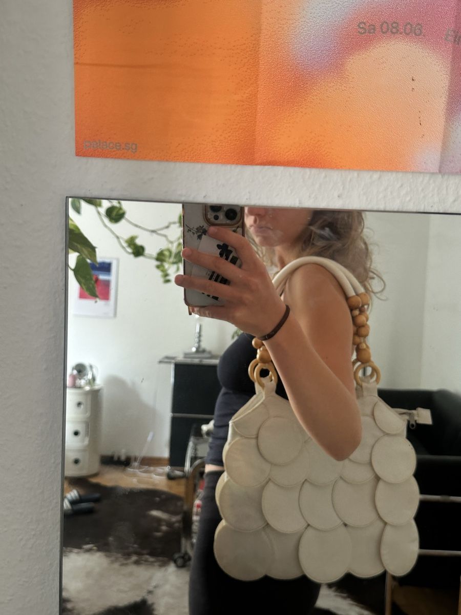 Borse da donna: Tasche mit Holzperlen-Griffen & Kreisdetails – Nuovo (secondo la descrizione) da Zürich venduto da liv_e 3