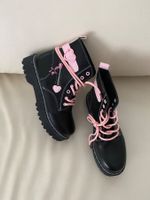 RARITÄT - stylische Stiefeletten in schwarz/rosa, Gr. 39