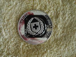 Silbermedaille "Schweizer Volksbräuche" - Hornussen