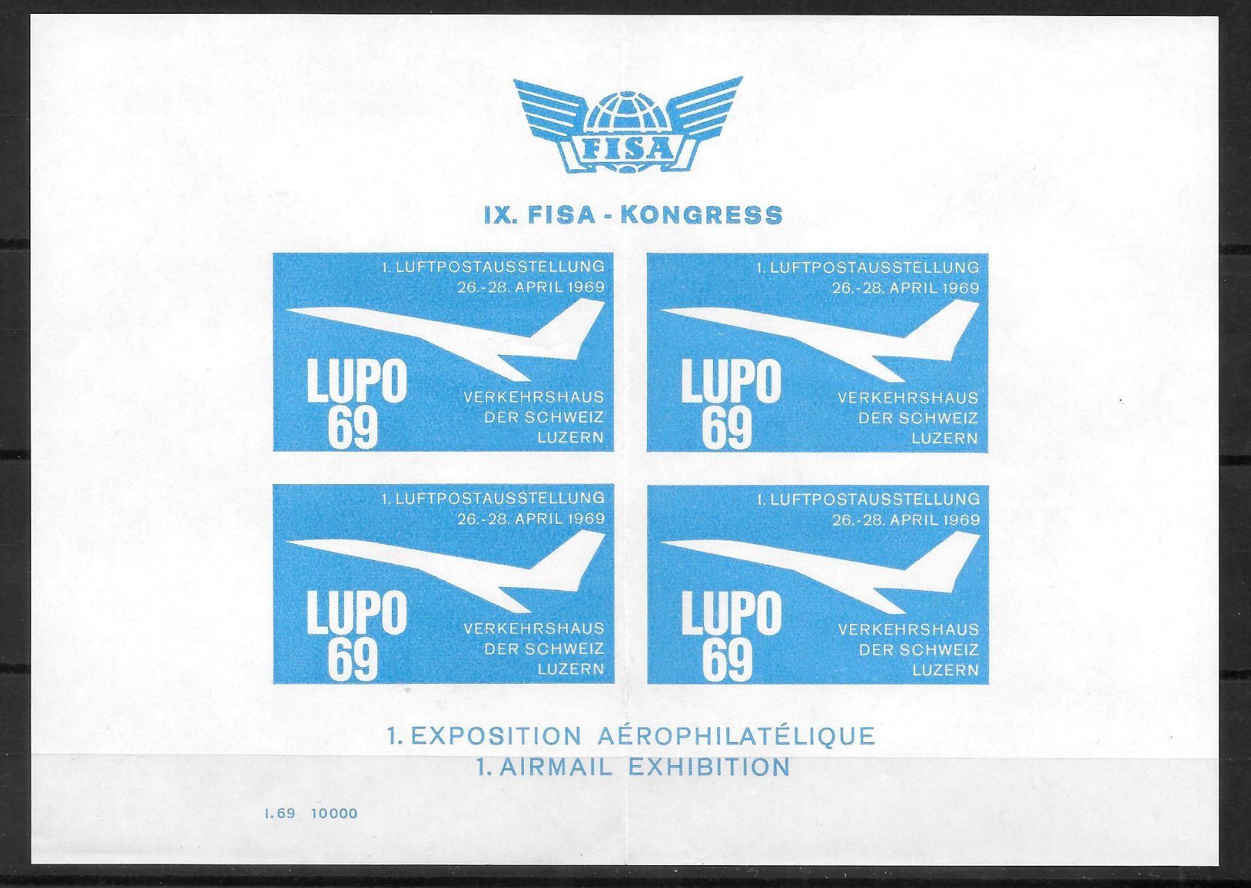 Tous les timbres: Vignettenblock LUPO Luzern 1969 ** – Neuf (Voir description) à Olten par clotaldi