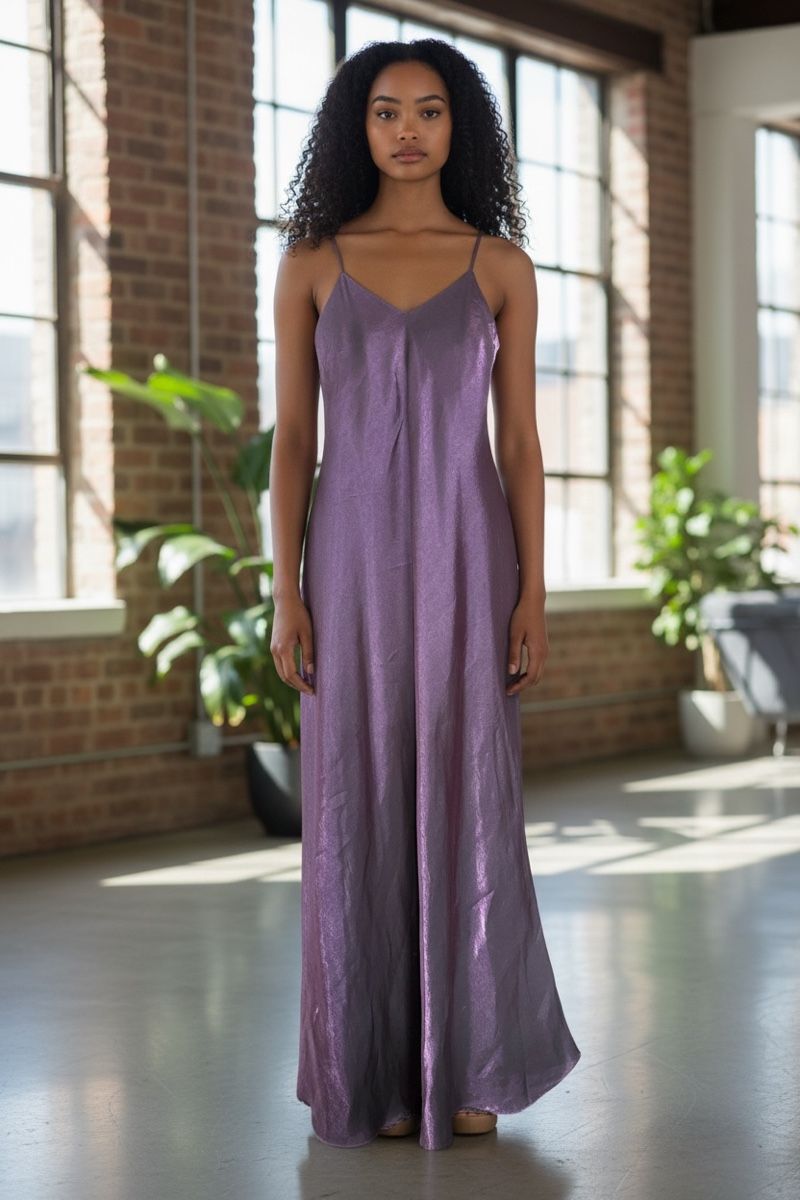 Vestiti: Élégante robe longue satinée violette, taille M – Nuovo (secondo la descrizione) da Vuisternens-Romont venduto da gol_xp6p 4