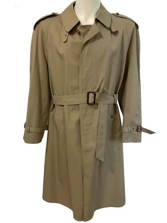 Trenchcoat Herren hellbeige Gr. L/26 kariertes Futter 1980s