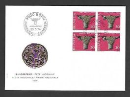 CH FDC Pro Patria  Viereblock 1974