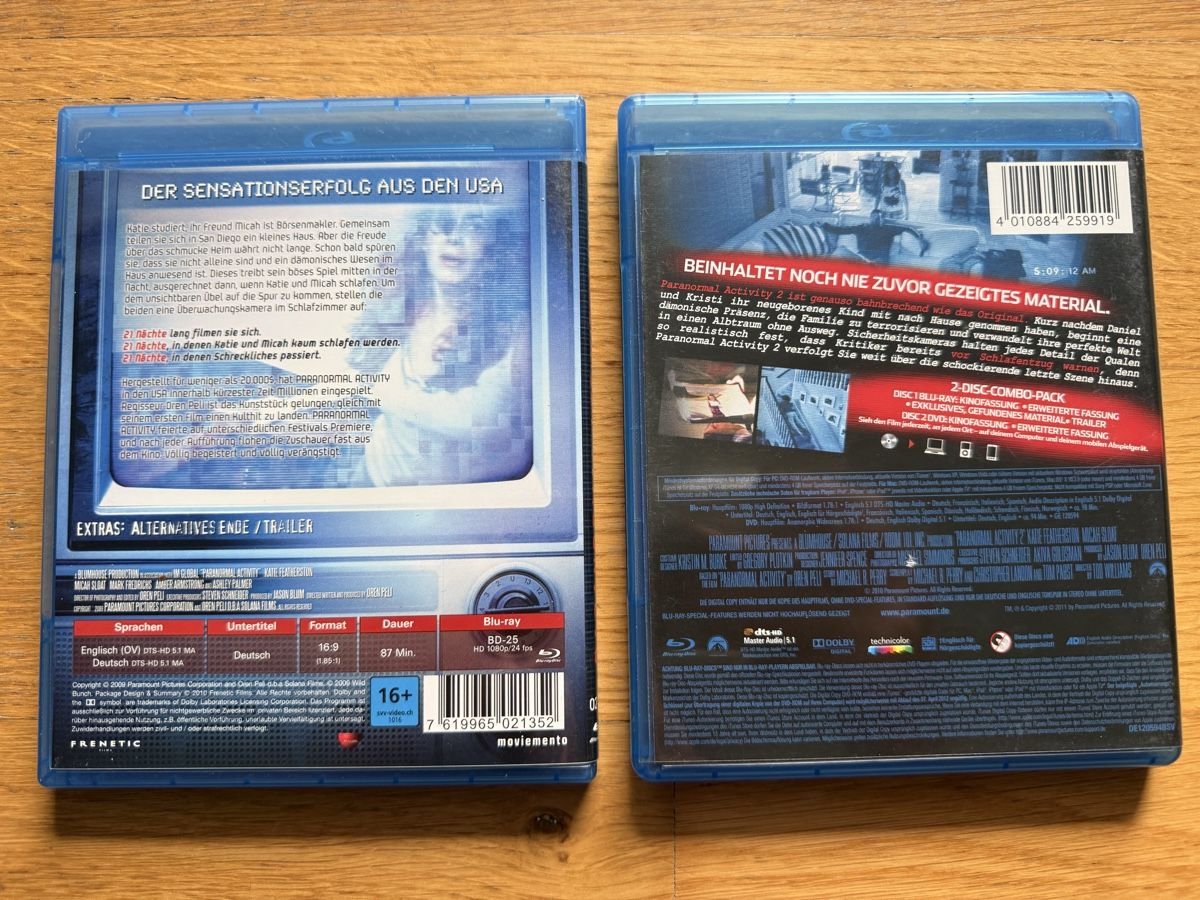 Tutti i DVDs: Paranormal Activity 1+2 Blu-ray Set Extended Cut + DVD – Usato da Kölliken venduto da nerdorado 1