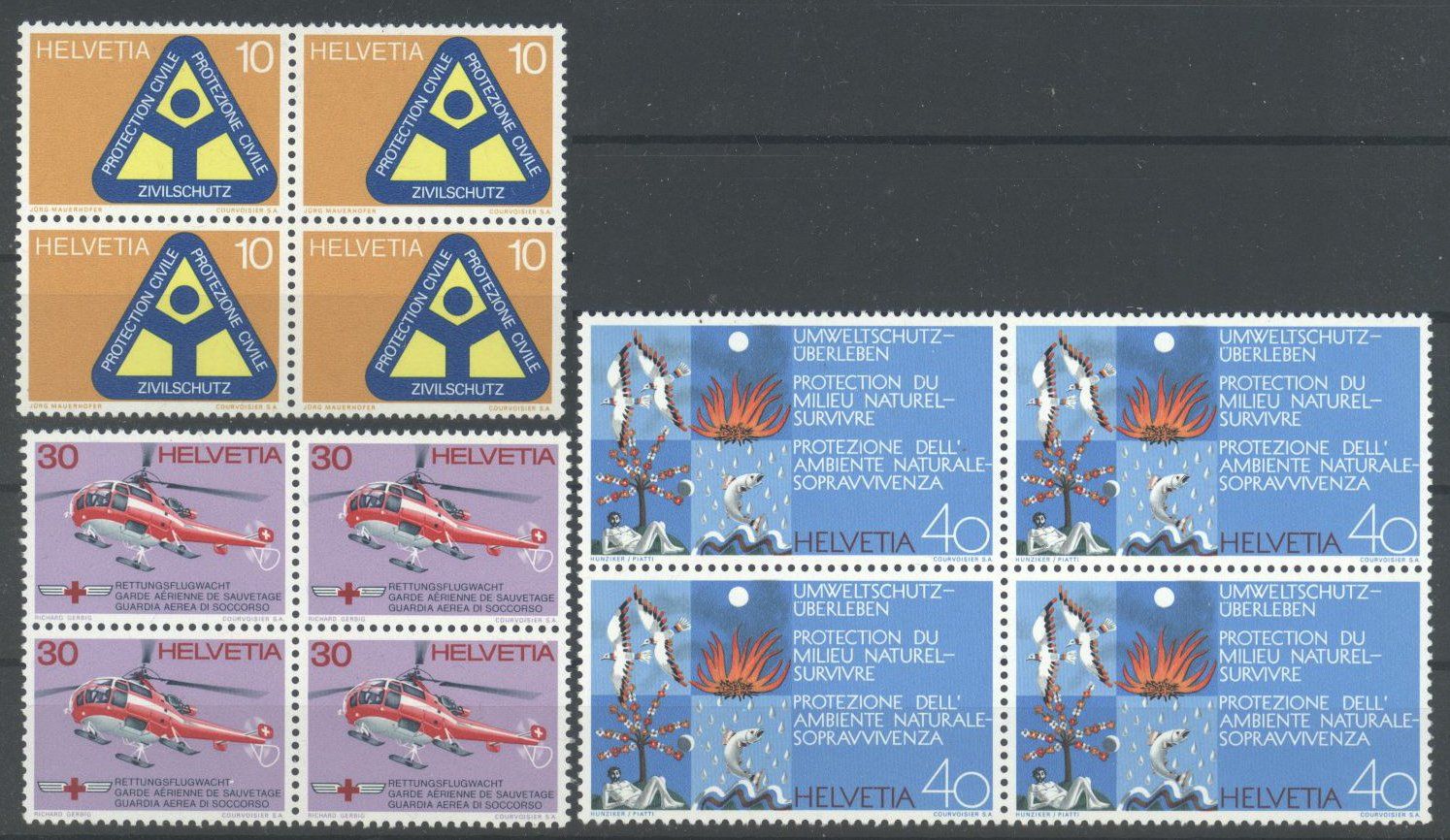 Alle Briefmarken: 1972, Sondermarken II, Viererblöcke ** – Neu (gemäss Beschreibung) aus Willisau von Vollstempel