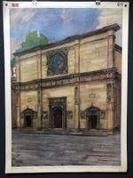 Vintage Schulwandbild Renaissance, Kathedrale in Lugano #D7