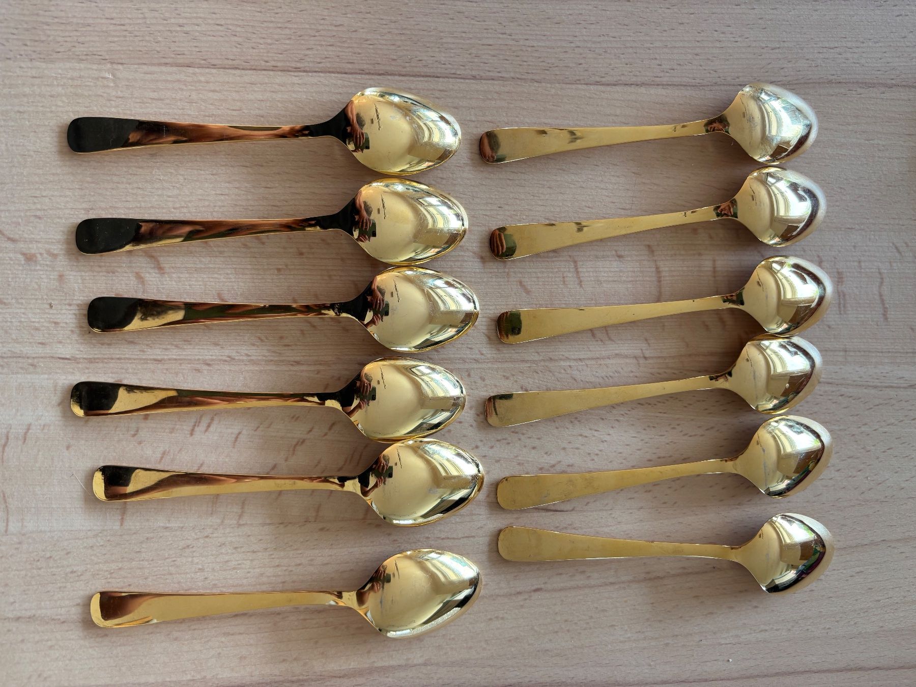 Löffel: 12 Kaffeelöffel goldfarbig, gebraucht – Gebraucht aus Lausen von Baderwes 1