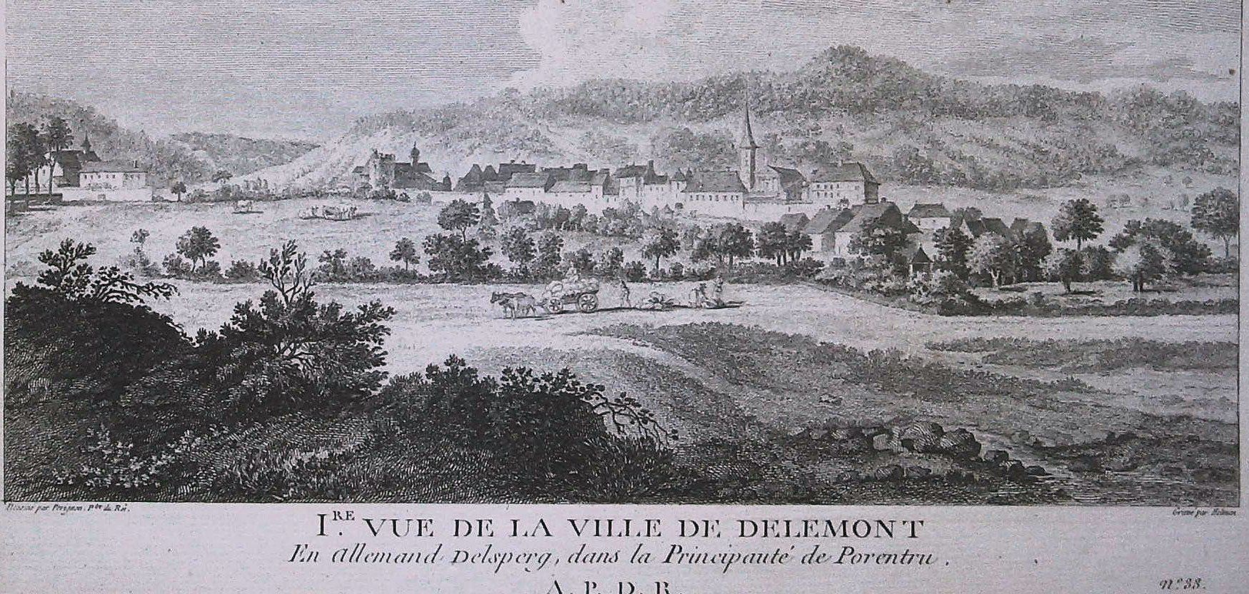 Stiche: Delémont Originalkupferstich 1780 – Gebraucht aus Rafz von Helvet32 1