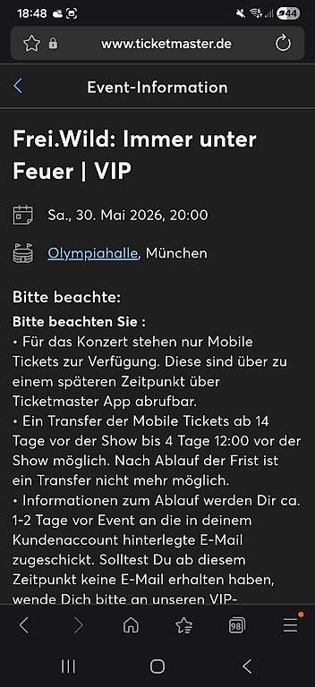 Biglietti: FreiWild VIP Ticket München 30.05 – Usato da Heerbrugg venduto da v_s_88zb 1