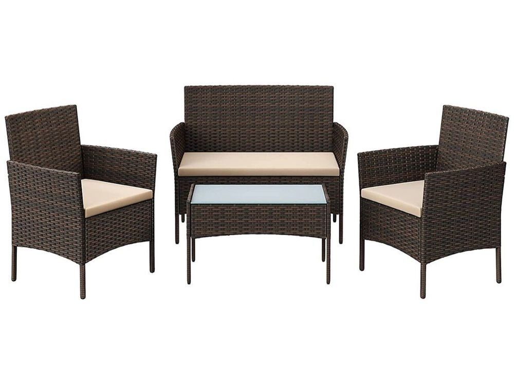 Set di tavolo e panche: Balkonmöbel Gartenmöbel Set Polyrattan Lounge Braun JONAS – Nuovo e nell'imballaggio originale da Lachen SZ venduto da MAMORU-MOEBEL