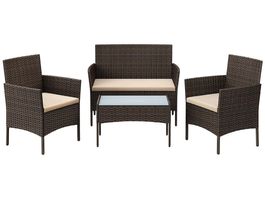 Balkonmöbel Gartenmöbel Set Polyrattan Lounge Braun JONAS