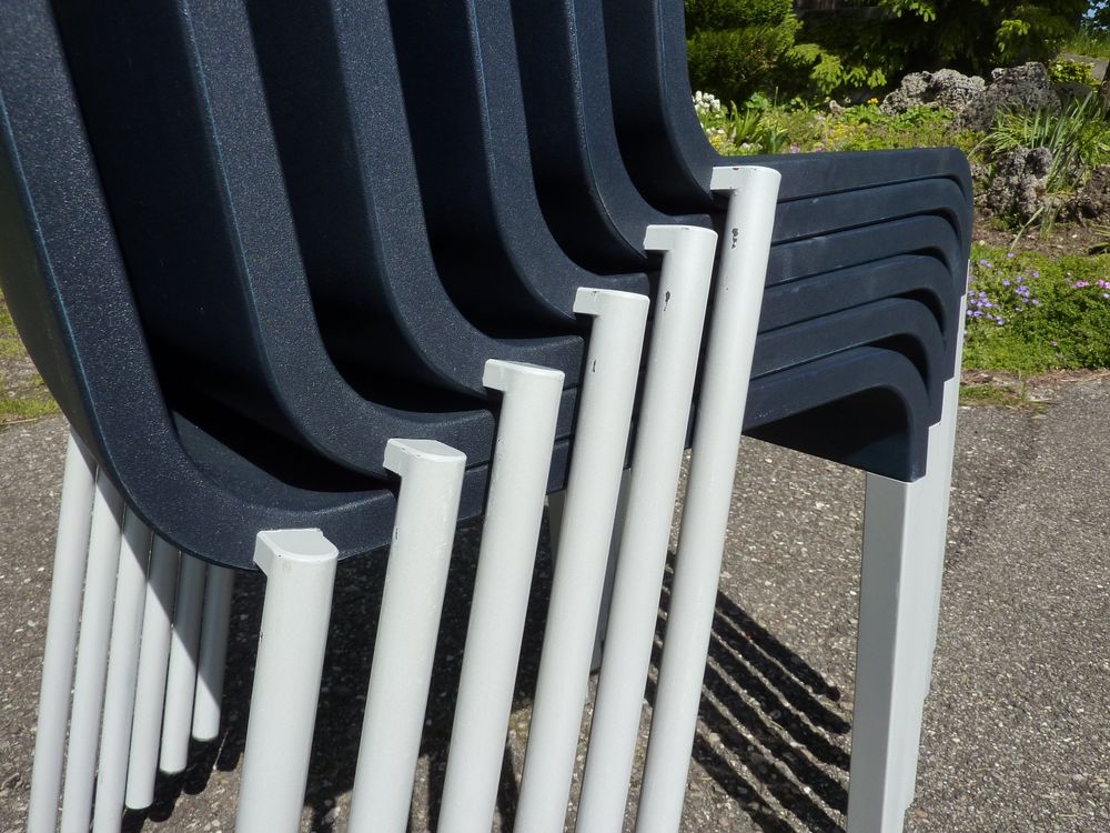 6 Stühle Stapelstühle Van Severen .03 stapelbar Vitra Tisch 10