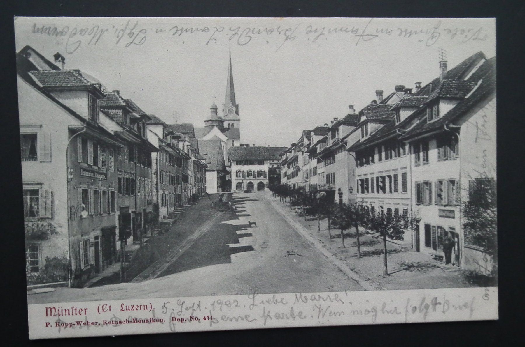 Cartoline postali: 1902 Münster Kt. Luzern Ansichtskarte mit Quartierstempel – Usato da Kriens venduto da WULLU99