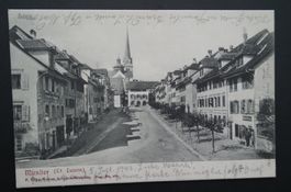 1902 Münster Kt. Luzern Ansichtskarte mit Quartierstempel