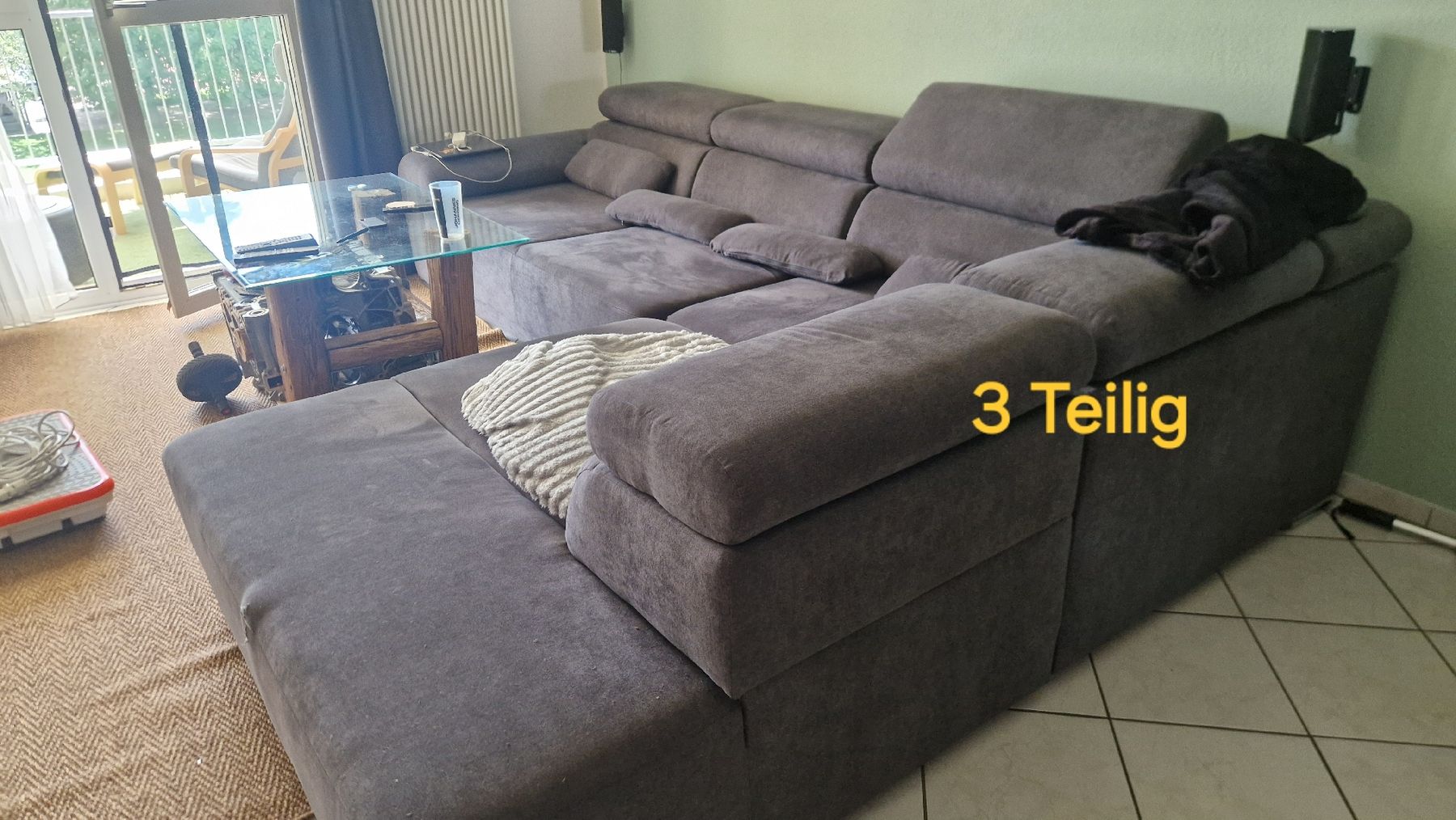 Sofas: Ecksofa grau mit elektrischer Ausfahrfunktion 3,20m – D'occasion à Thun par Misterx86 1
