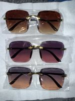 3 Sunglasses square rimless gold gradient lenses new