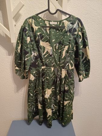 Marco O'Polo puff shoulders large dress, green, Size M,