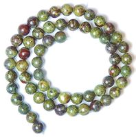 1 Strang echte schöne Blood Stone Jasper Perlen 6 mm