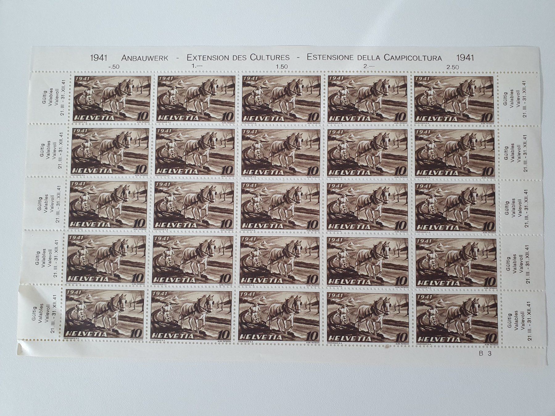 Alle Briefmarken: MARKEN - Bogen 1941   ANBAUWERK mit Abarten – Neu (gemäss Beschreibung) aus Uster von Posaunus