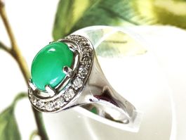 Crysopras/ Diamant  4,81ct 585K  WG  TOP! VERSAND!