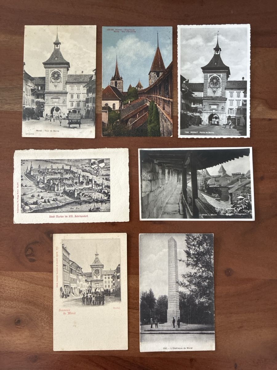 Cartoline postali: 13 Ansichtskarten Schweiz von Murten FR – Usato da Oftringen venduto da Cla.vD.74 2