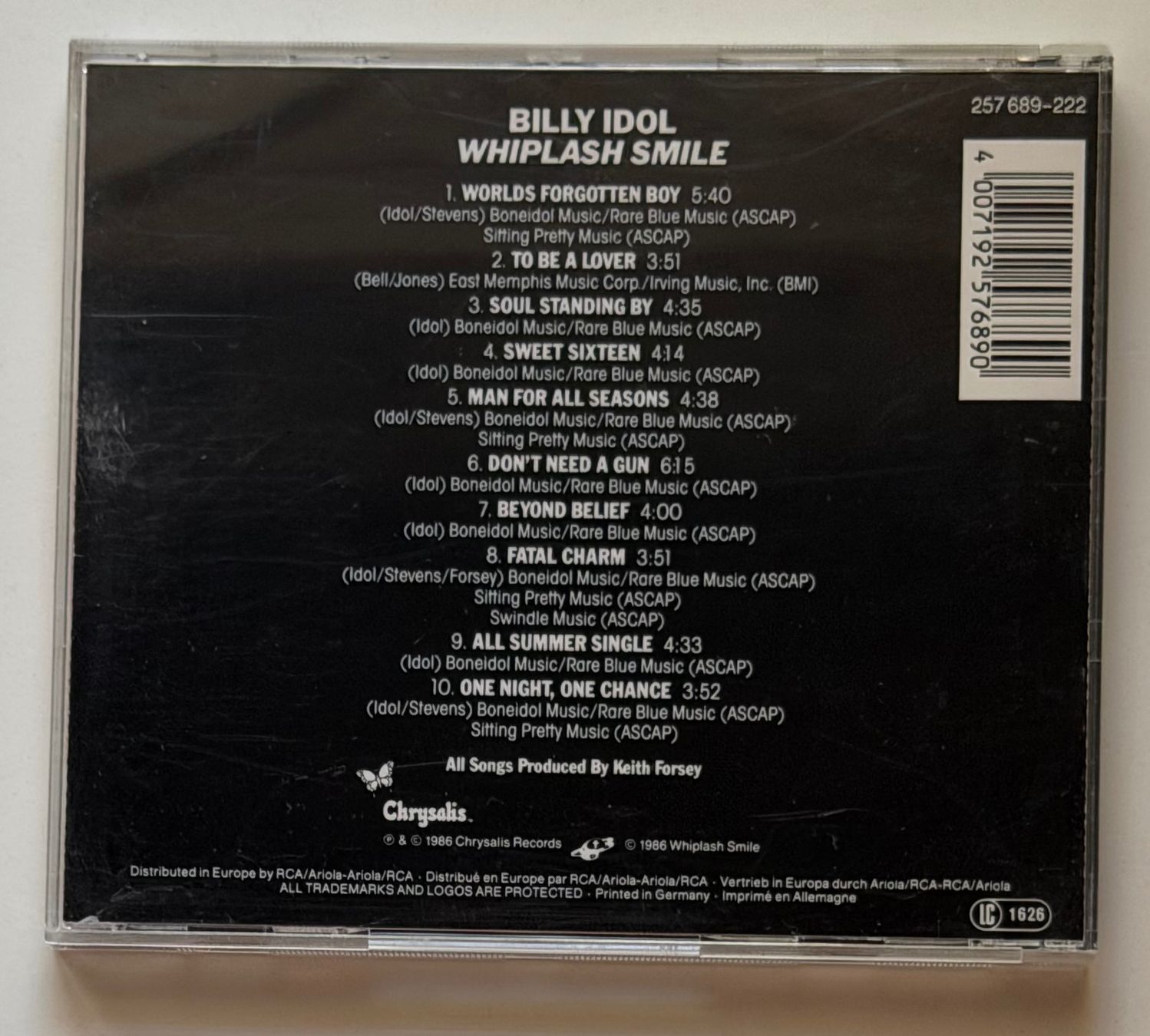 CDs: Billy Idol / Whiplash Smile – Gebraucht aus Näfels von rottabi 1