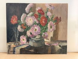A. Müller – Stillleben mit Blumen in Vase | Ölgemälde