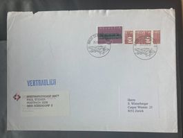 Schweiz 1995 Bedarfsbrief 10Rp Ziffern Markenbild getrennt